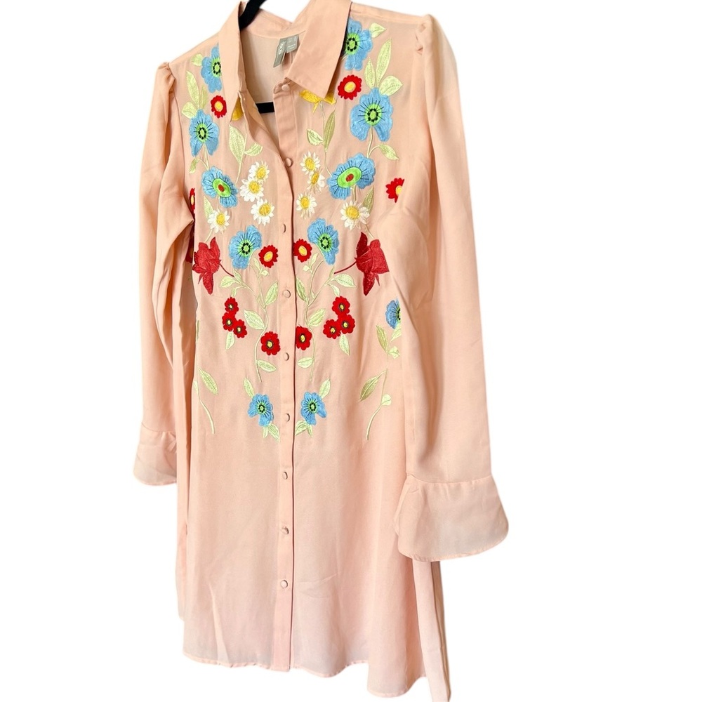 ASOS • NWOT Pink Dress With Embroidered Flowers - Picture 4 of 5